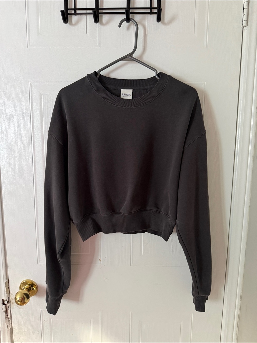 Aritzia Cropped Sweatfleece Sweatshirt - Vintage Wash Grey
